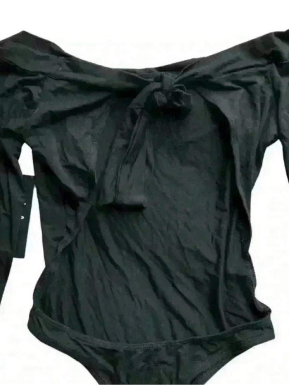 NWT Lulu's Off-Shoulder Open Back Bodysuit Black - Picture 7 of 7